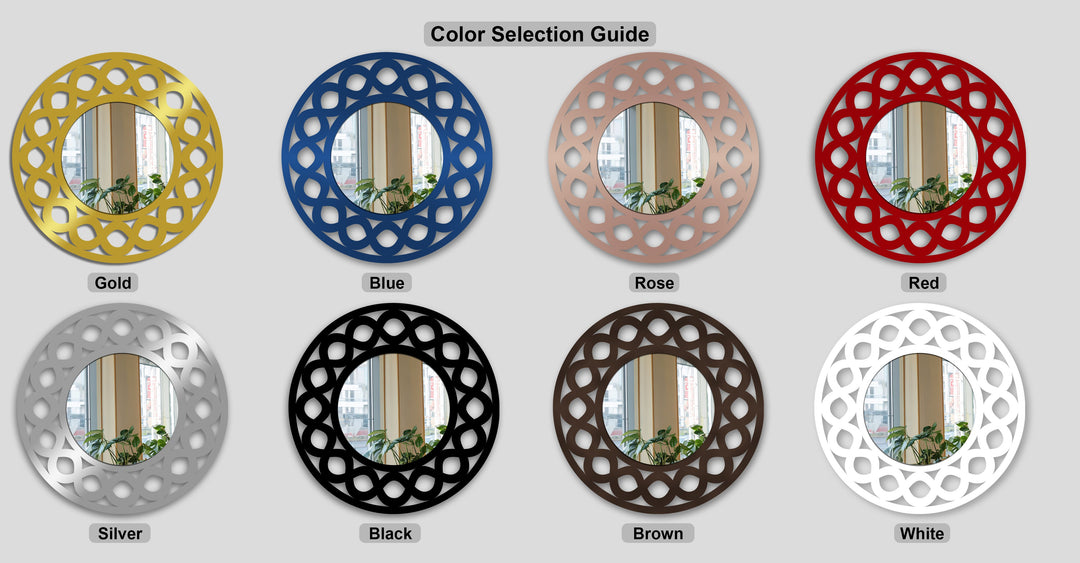 Infinity Loop Round Decorative Wall Mirror – Modern Patterned Mirror Wall Decor