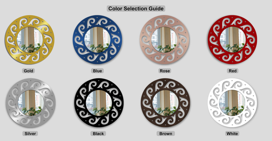 Ocean Swirl Round Decorative Wall Mirror – Modern Curved Pattern Mirror Wall Decor
