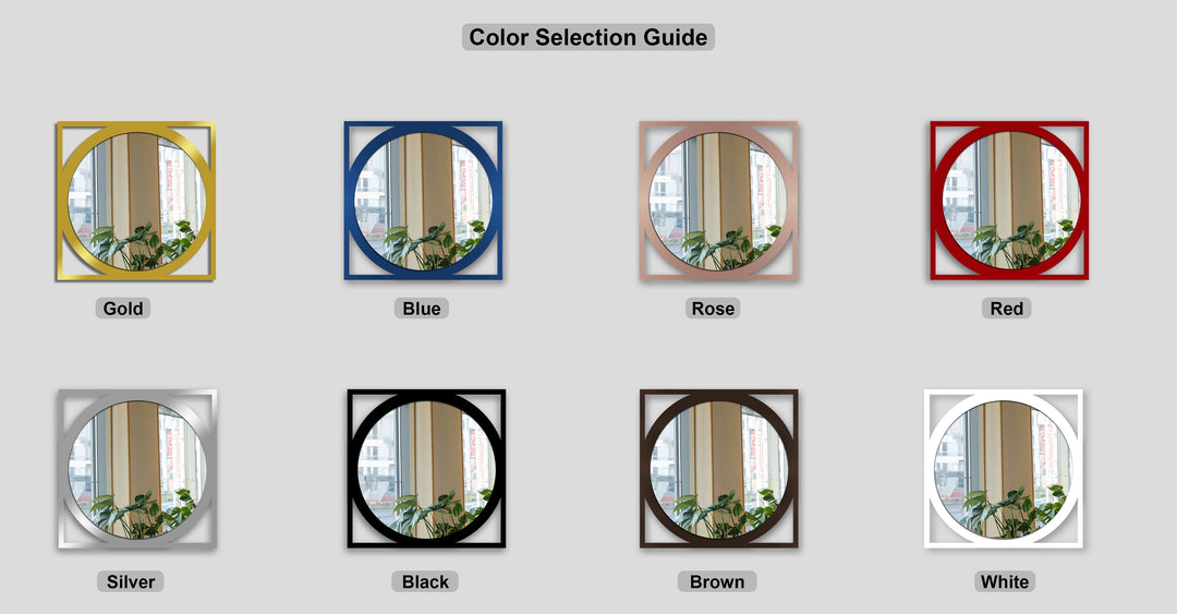 The brightest area showcases a white geometric frame round mirror, elegant decorative metal art for modern wall decor.