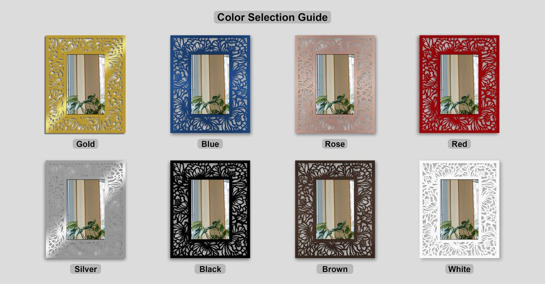 Floral Silhouette Frame Metal Floor Mirror – Botanical Cut-Out Design