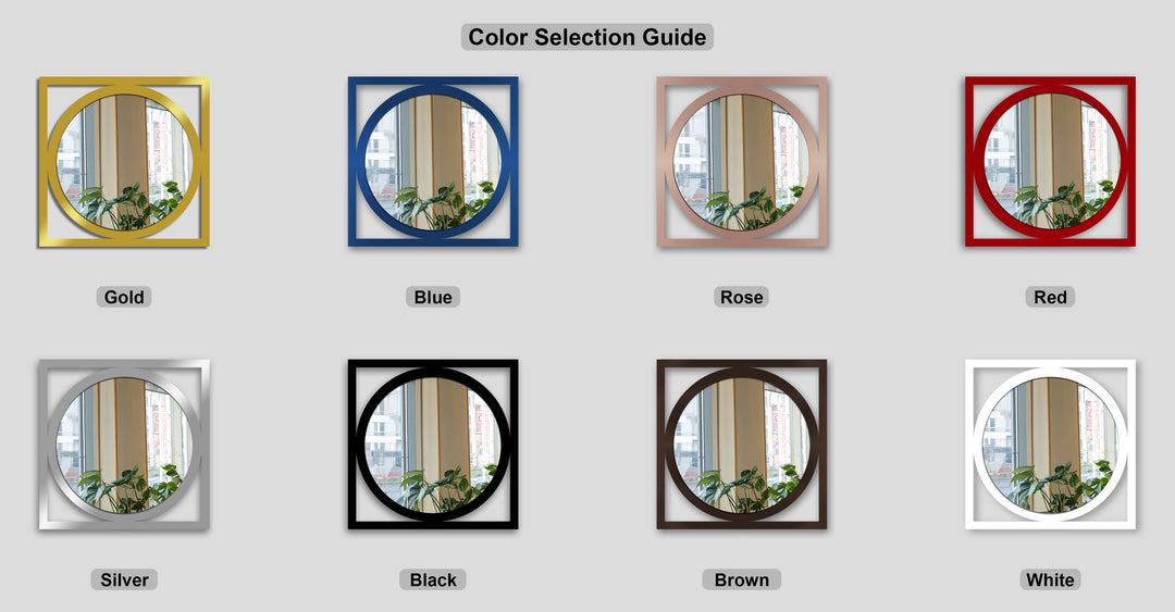 Chiave greca rotonda decorativa Specchio da Parete – Decorazione da parete con specchio classico moderno