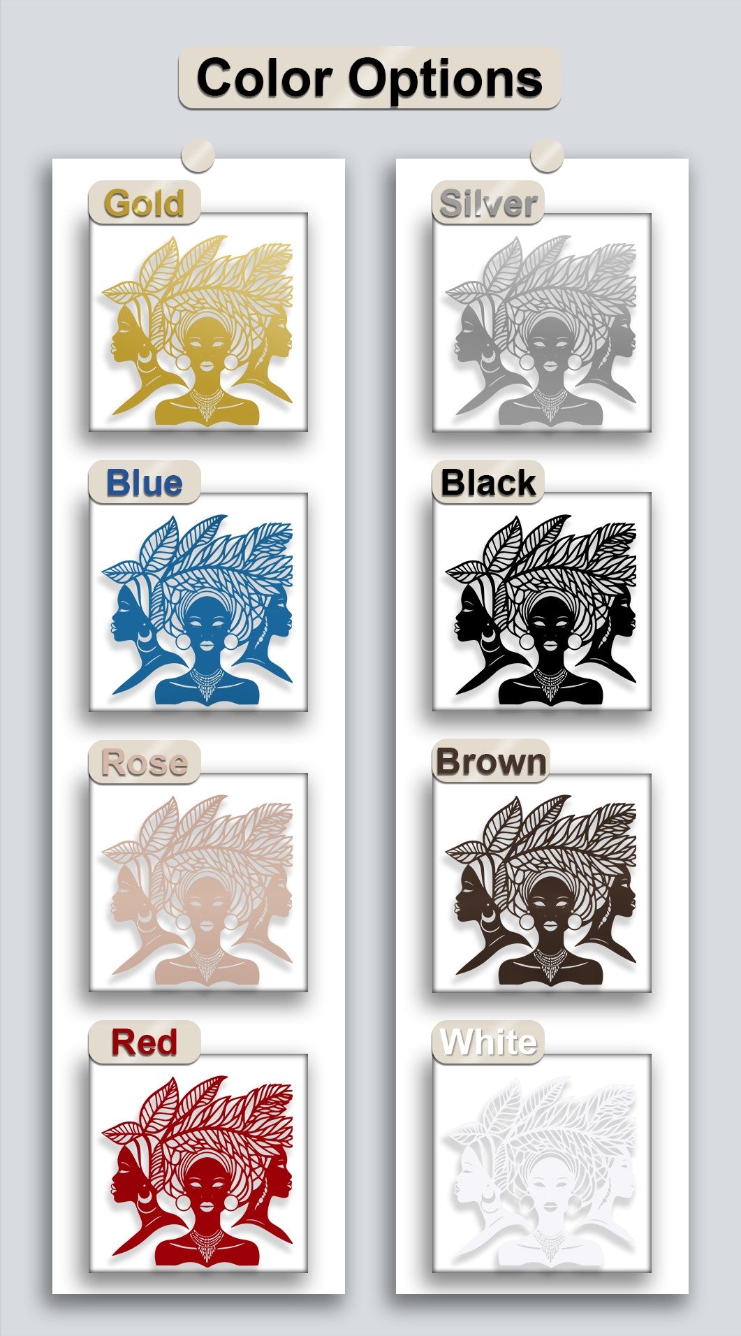 African Women Silhouette Metal Wall Art – Cultural Portrait Decor