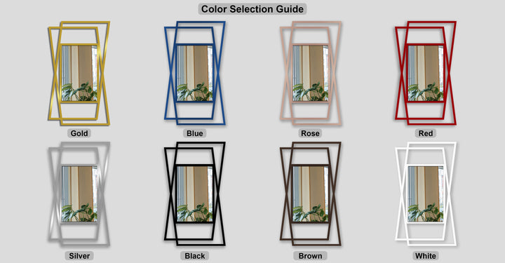 Angular overlapping metal lines form the geometric design of this contemporary framed wall mirror, creating a striking decoration wall art piece.
