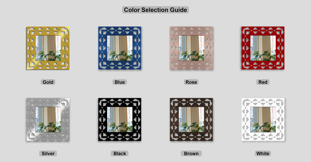Ornate Geometry – Decorative Patterned Square Metal Wall Mirror