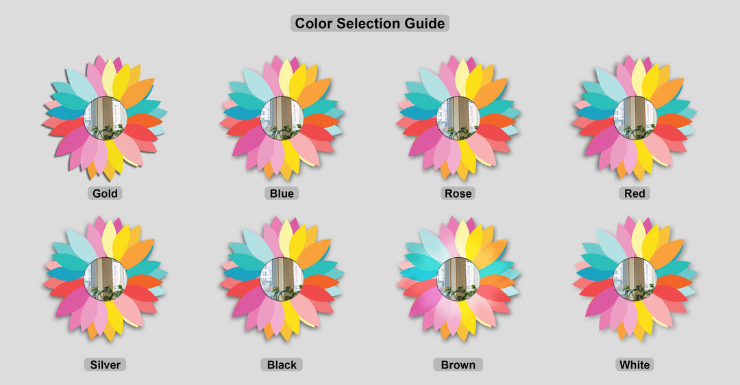 Colorful Petal Round Metal Wall Mirror – Vibrant Floral Design