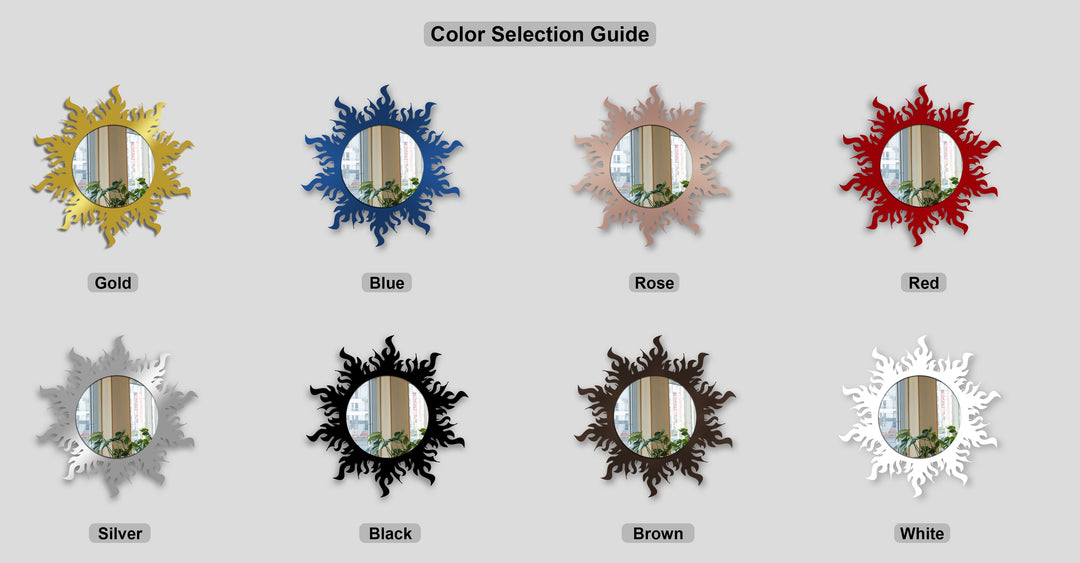 Flame Aura Round Decorative Wall Mirror – Modern Asymmetrical Mirror Wall Decor