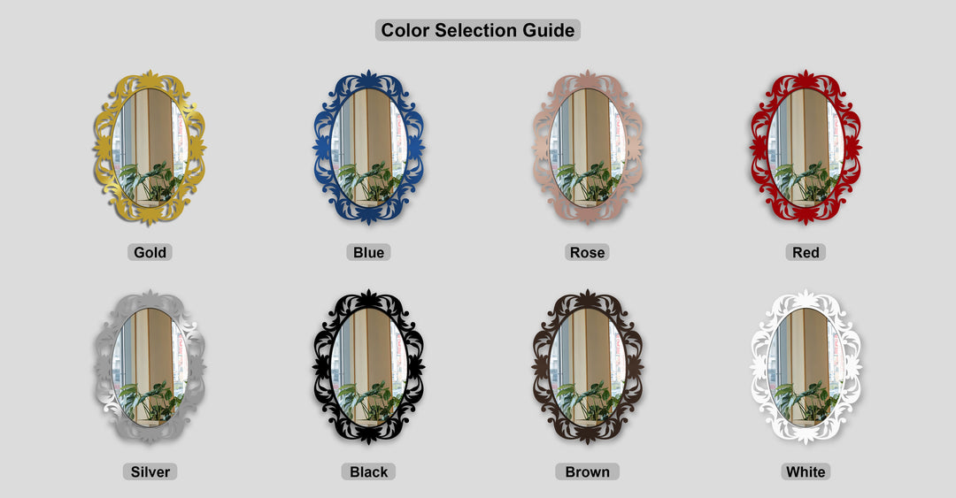 Floral Crest Oval Decorative Wall Mirror – Elegant Petal Frame Mirror Wall Decor