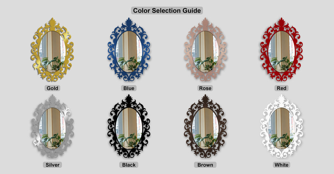 Royal Garden Oval Decorative Wall Mirror – Ornate Floral Mirror Wall Decor