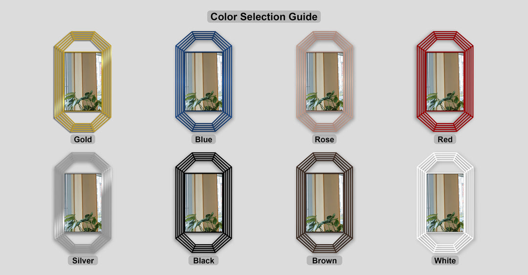 Octagonal Line Frame Floor Mirror with Modern Black Metal Design