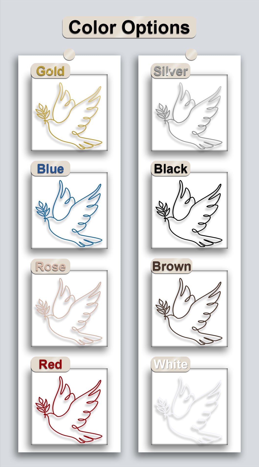 Minimalist Dove Line Art Metal Wall Art – Peace Symbol Decor