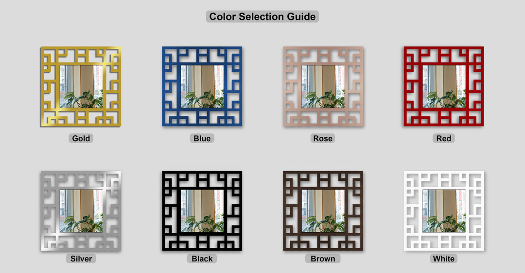 Greek Key Geometry – Square Metal Wall Mirror