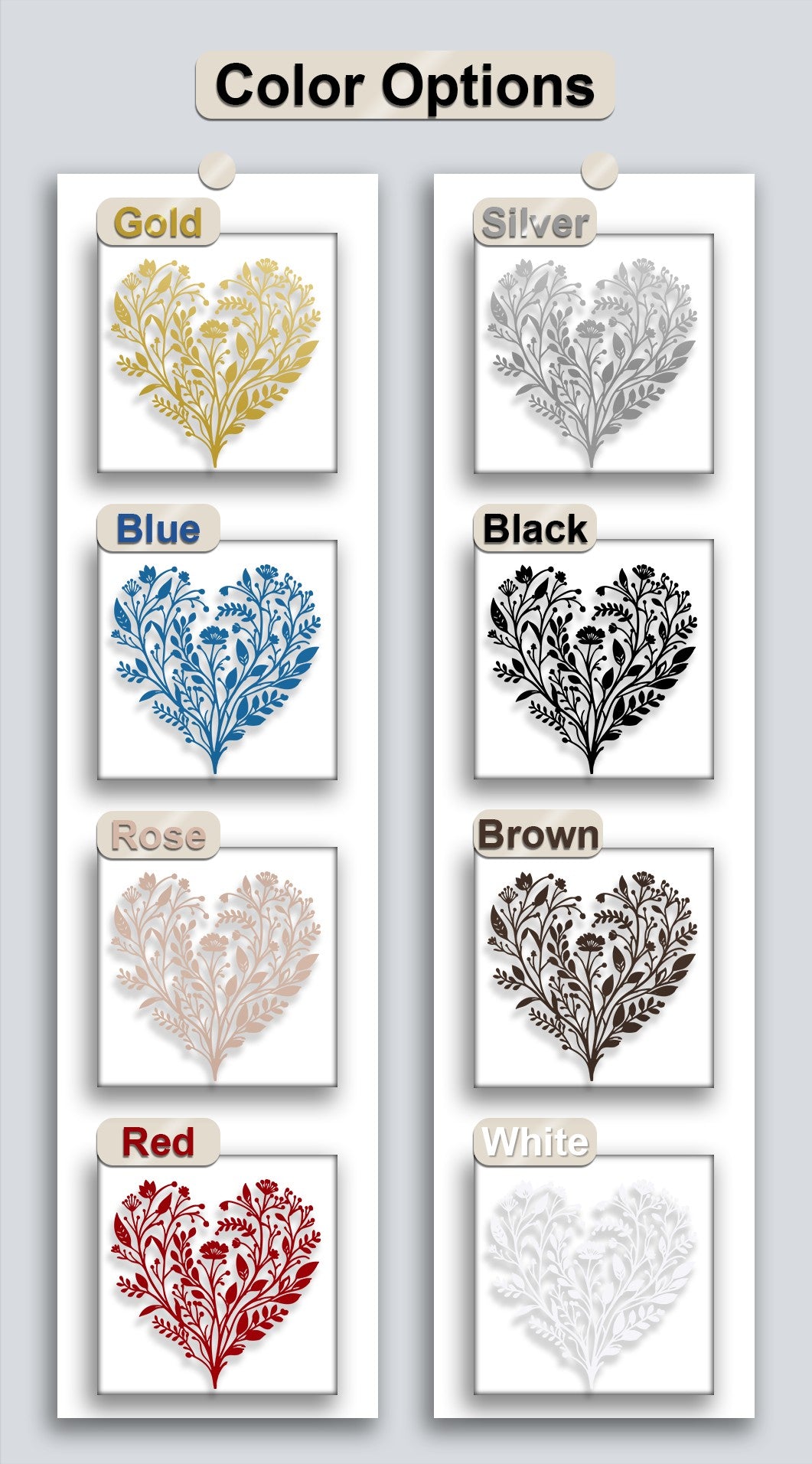 Botanical Heart Metal Wall Art – Floral Nature Decor