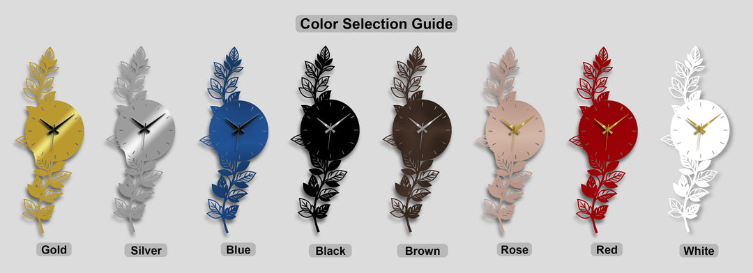 Botanical Leaf Metal Wall Clock – Modern Nature Inspired Decor