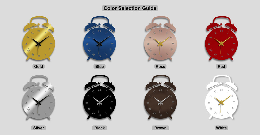 Vintage Alarm Clock Shape Modern Metal Wall Clock