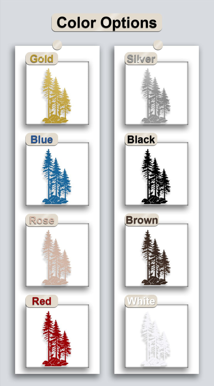 Showcasing diverse metal artwork finishes, including radiant gold, silvery grey, deep blue, rustic brown, and bold red.