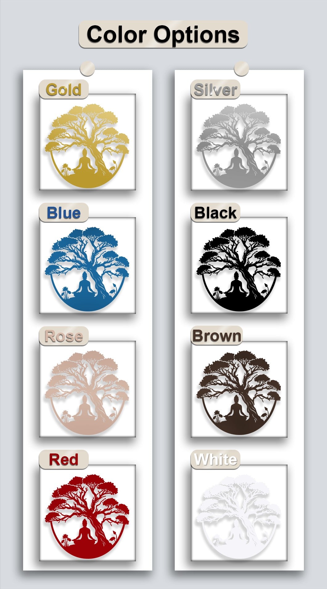 Meditation Tree Metal Wall Art – Zen Yoga Decor