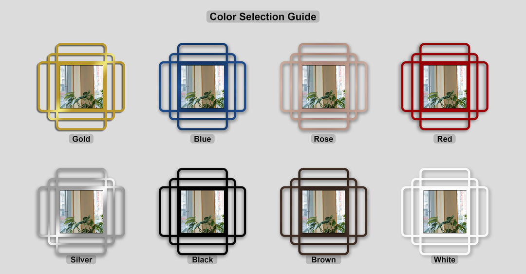 Cadres superposés–Carré arrondi moderne Miroir Mural