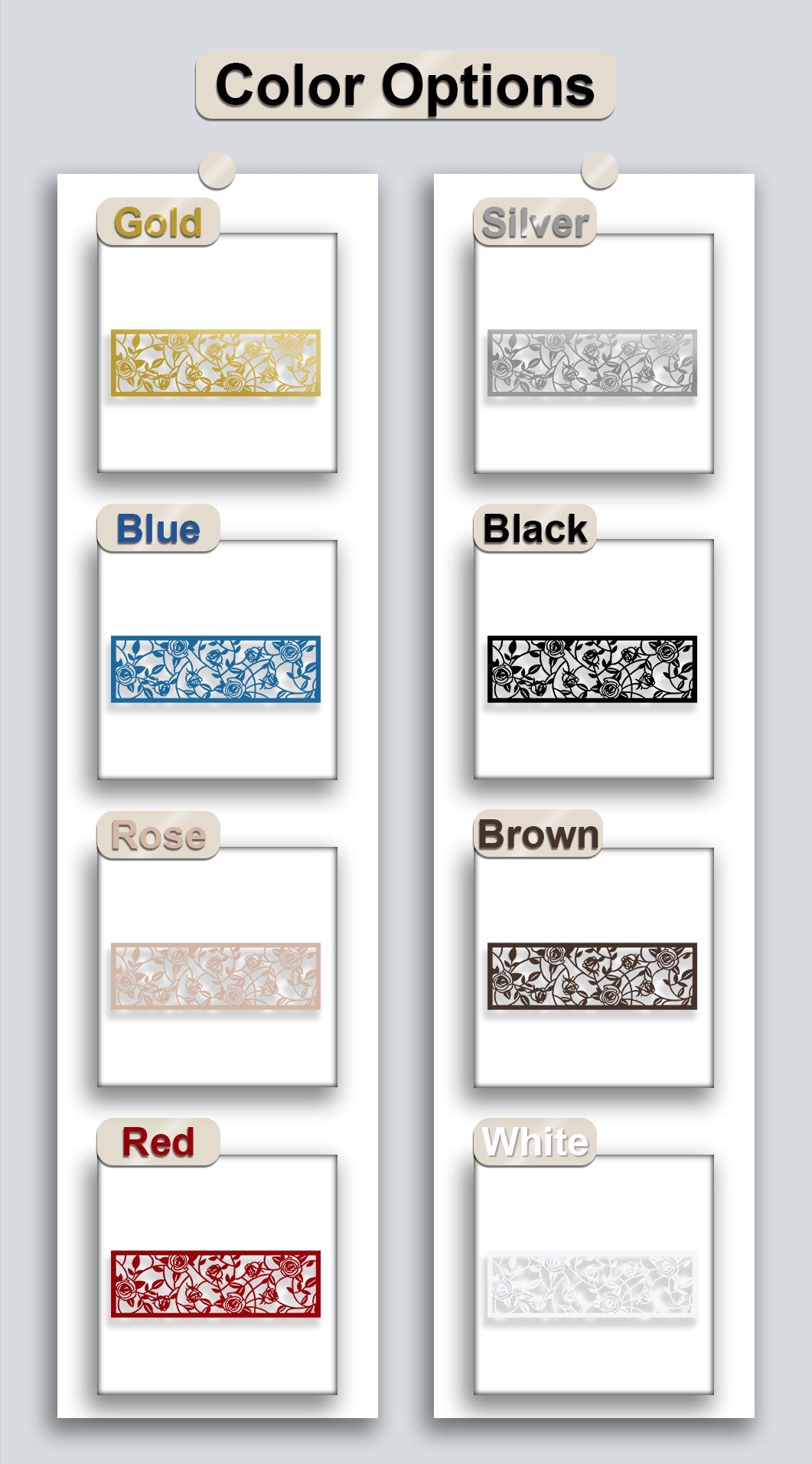 Rose Garden Metal Wall Art – Elegant Floral Vine Panel