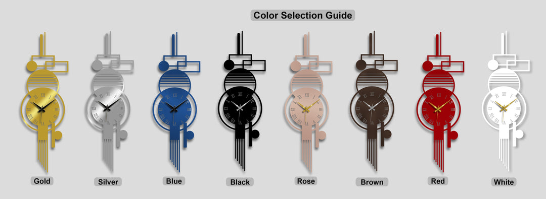 Modern Vertical Abstract Metal Wall Clock – Geometric Roman Numeral Decor
