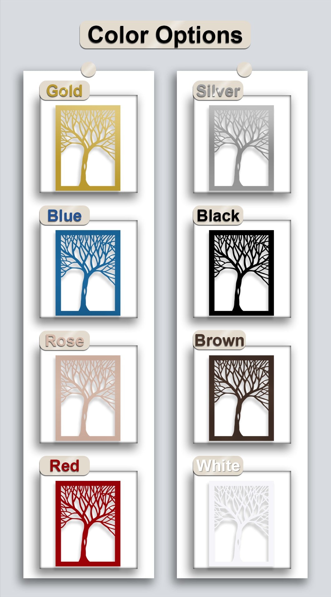 Abstract Tree Silhouette Frame – Modern Nature Metal Wall Art