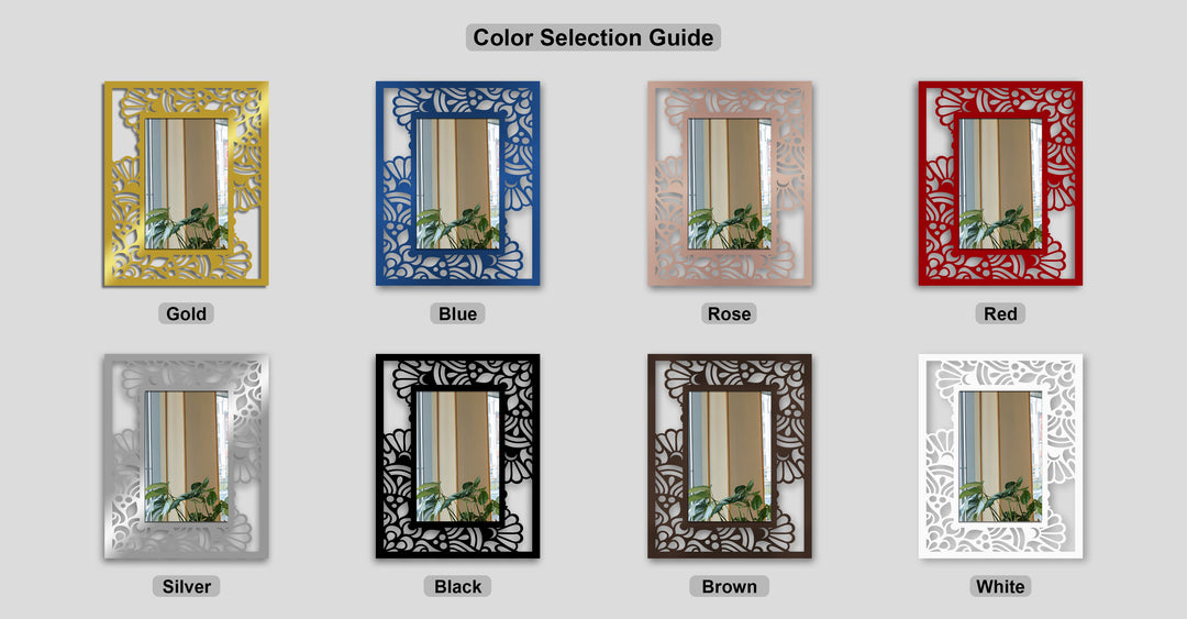 Modern Botanical Pattern Metal Floor Mirror – Abstract Floral Frame