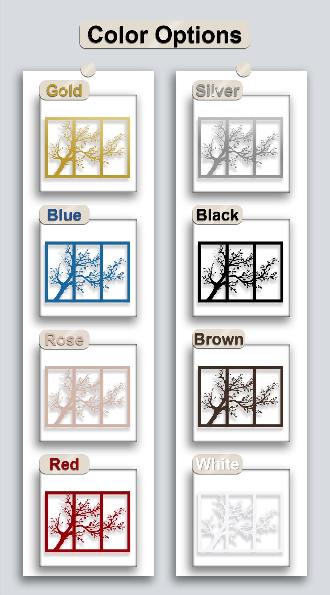 Minimalist Tree Silhouette Triptych – Modern Nature Metal Wall Art