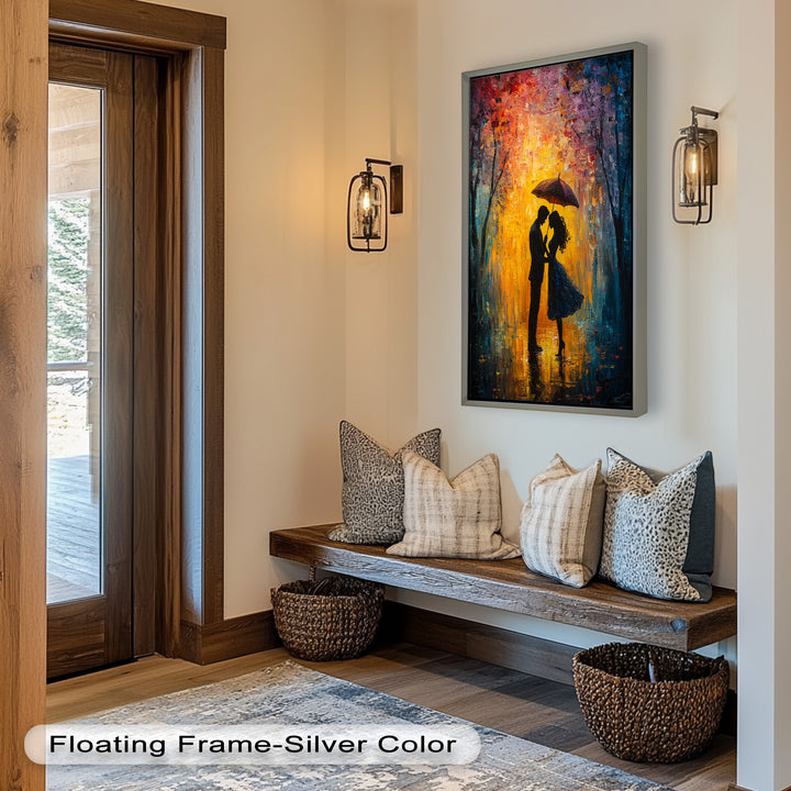 Lovers Under Autumn Glow – Romantic Couple Oil Painting