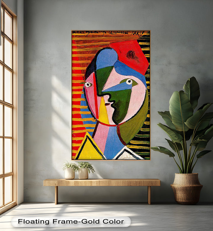 Vibrant Abstract Face – Cubist Oil Painting