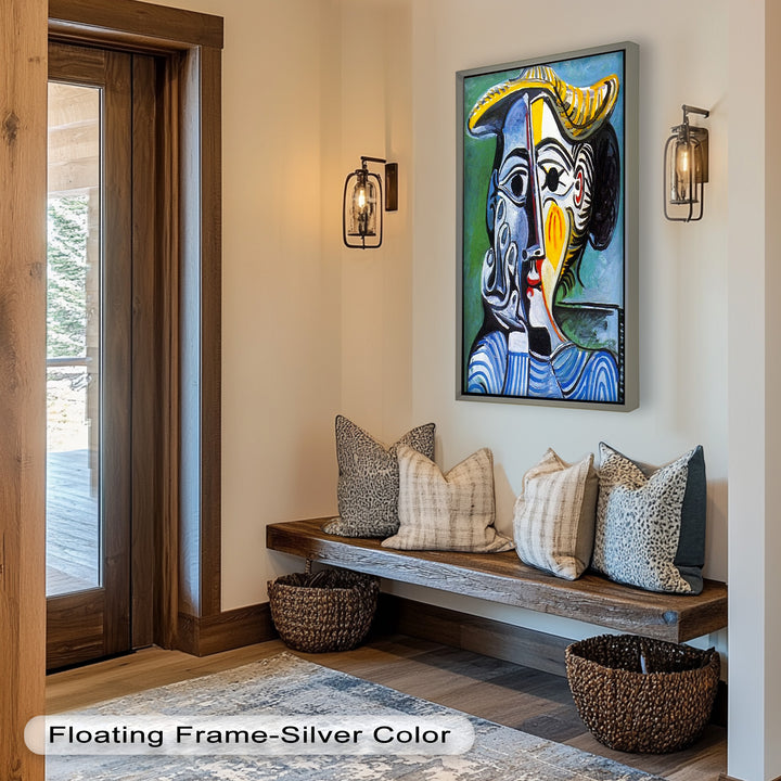 Striped Elegance – Picasso Cubist Portrait Oil Painting