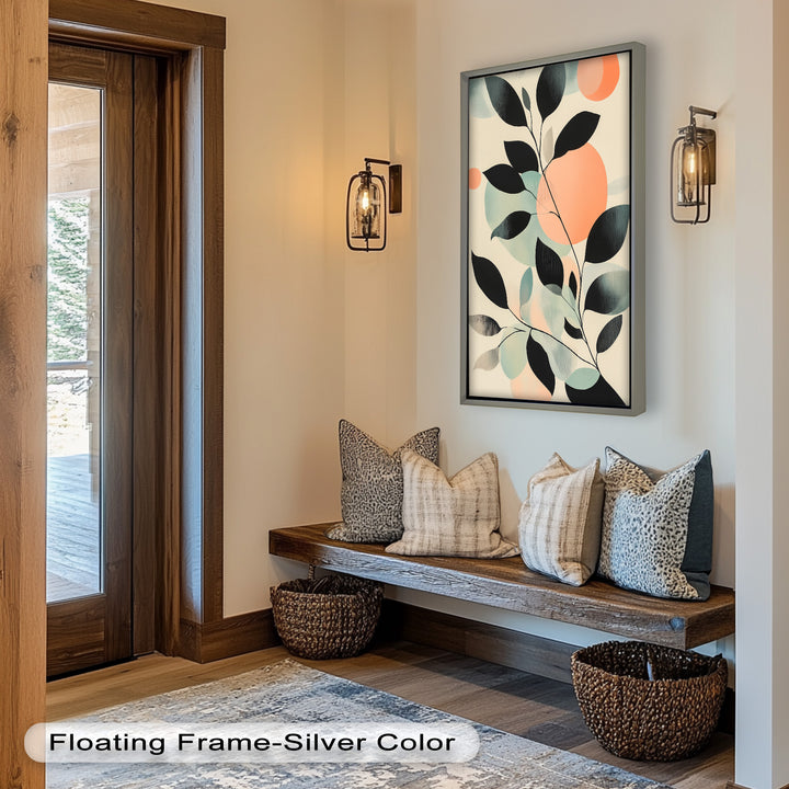 Blush Eclipse – Minimalist Botanical Silhouette Oil Painting