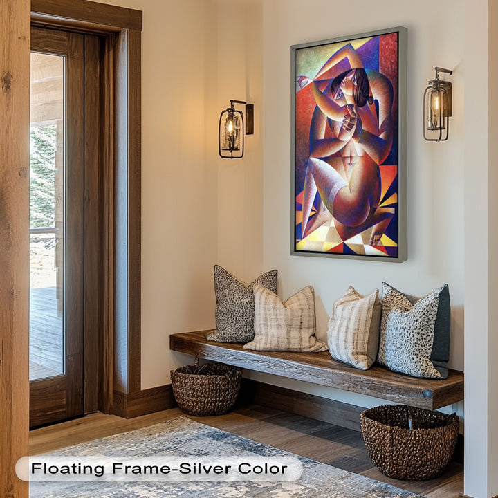 Entwined Forms – Abstract Lovers in Geometric Harmony Picasso Oil Painting