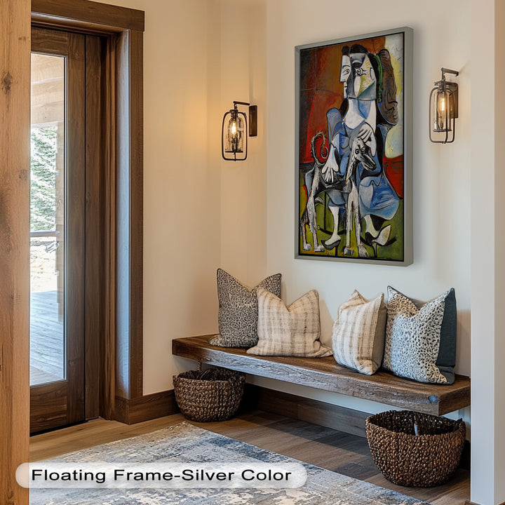 Loyal Companion – Picasso Style Woman with Dog Oil Painting