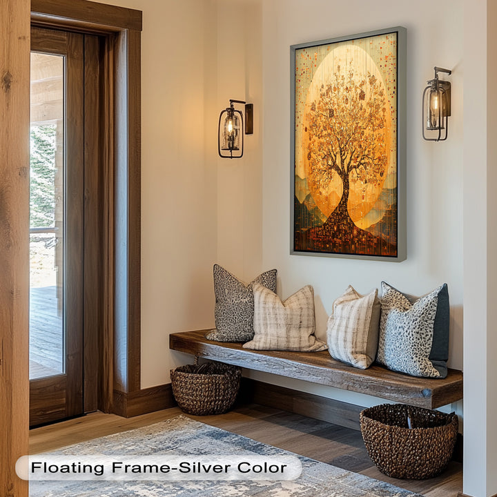 Tree of Light – Radiant Abstract Golden Tree Oil Painting