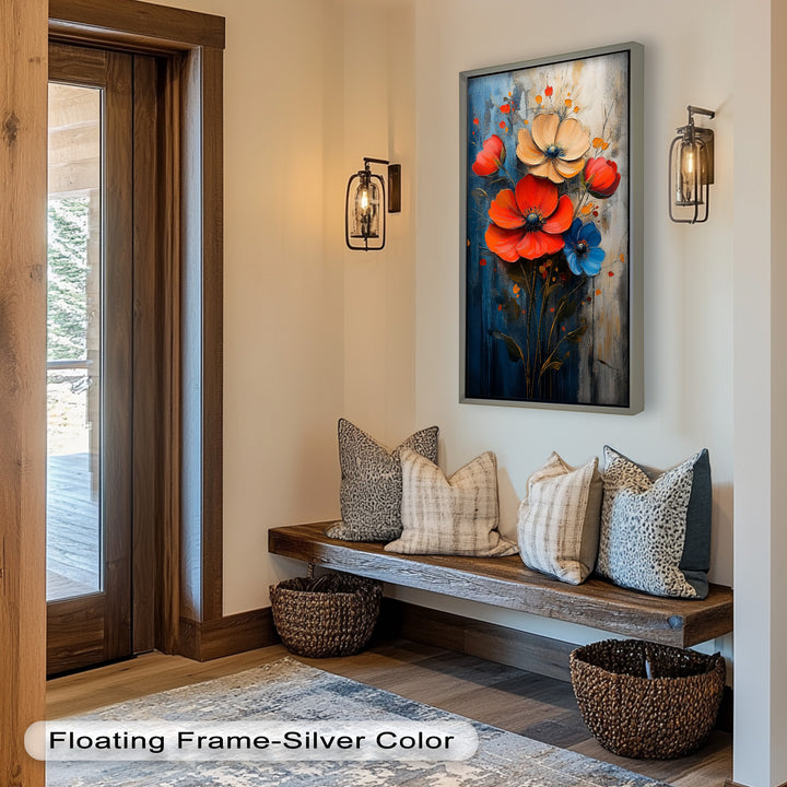 Colorburst Petals – Bold Poppy Bouquet Flower Oil Painting