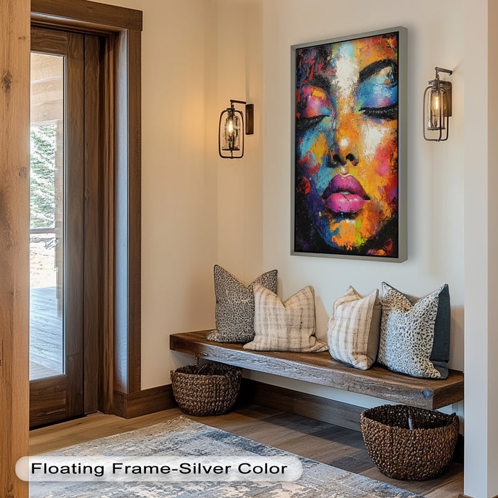 Chromatic Reverie – Bold Female Portrait in Abstract Oil Painting