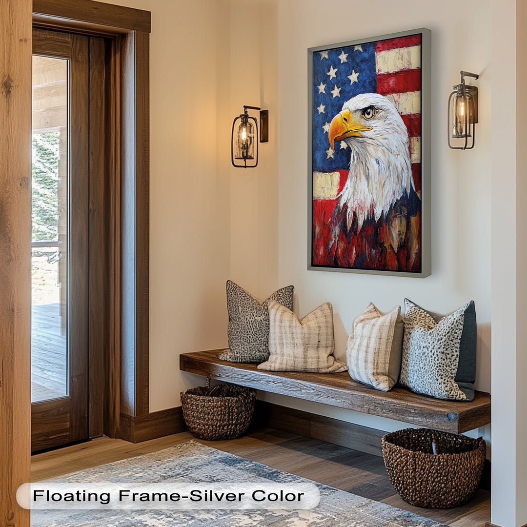 Amerikanischer Weißkopfseeadler Portrait - Patriotisches Ölgemälde
