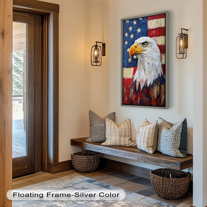 Amerikanischer Weißkopfseeadler Portrait - Patriotisches Ölgemälde