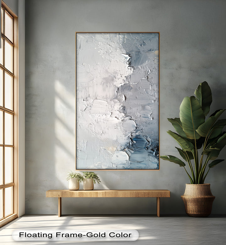 Iced Tides – Monochromes abstraktes Ölgemälde