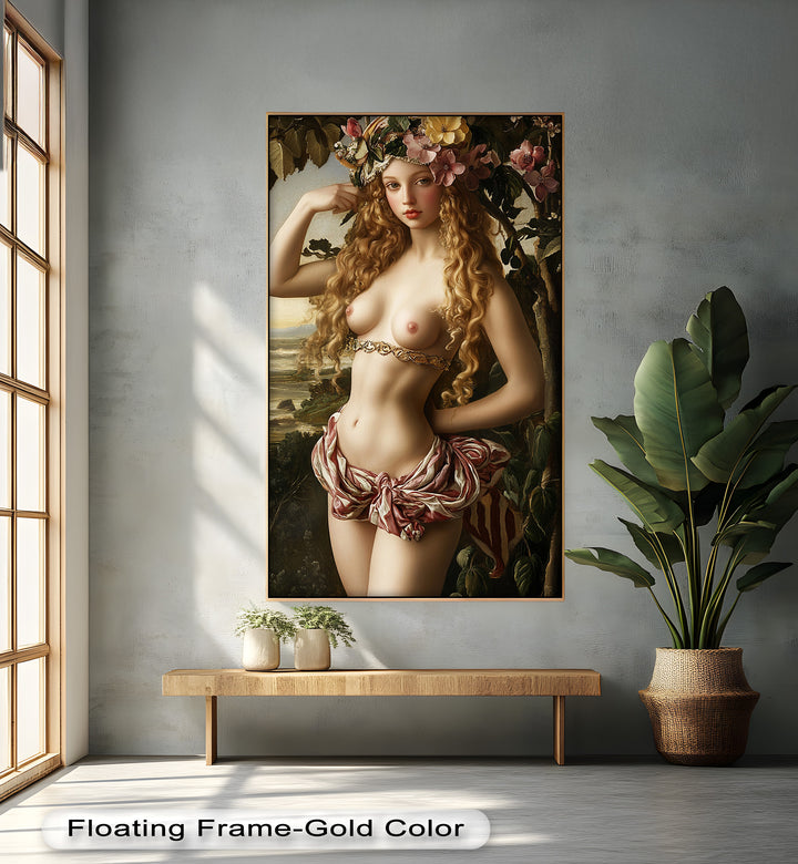 Goddess of Blossoms – Renaissance Mythology Nude Oil Painting