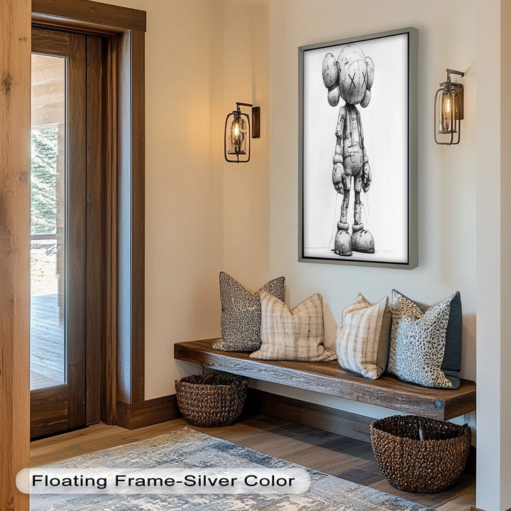 Timber Companion – Monochrome KAWS Oil Painting