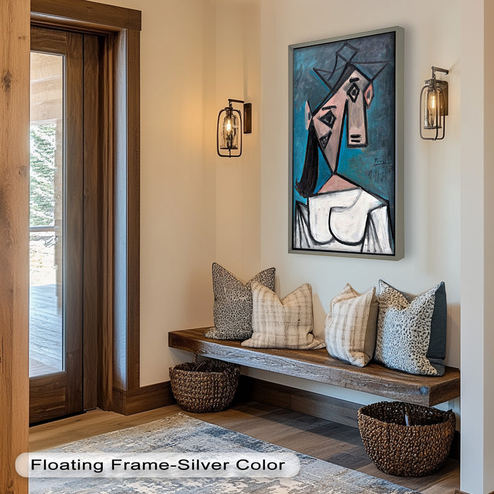 Angular Expression – Cubist Woman in White Dress Picasso Oil Painting