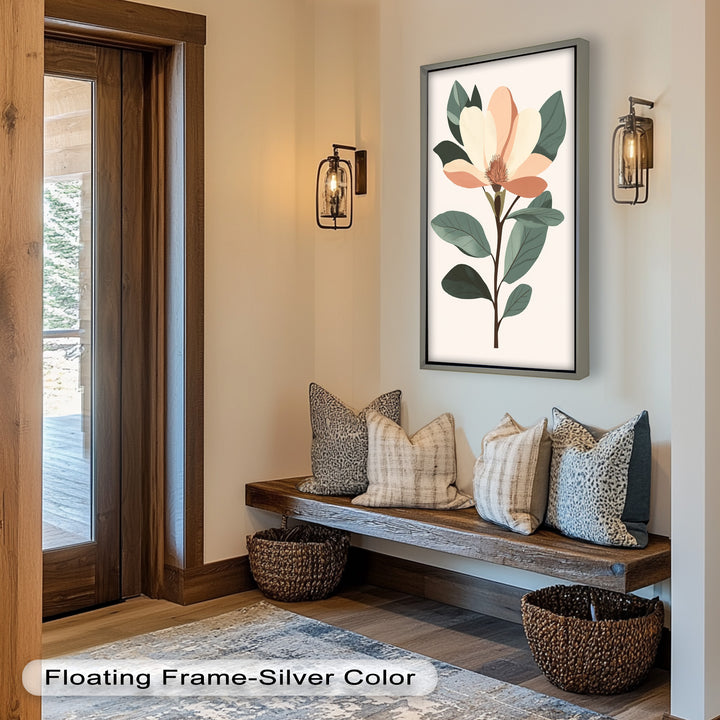 Minimal Magnolia – Elegantes botanisches Ölgemälde
