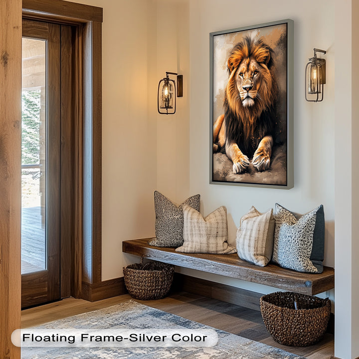 Lion Portrait in Warm Tones - Animal Oil Painting