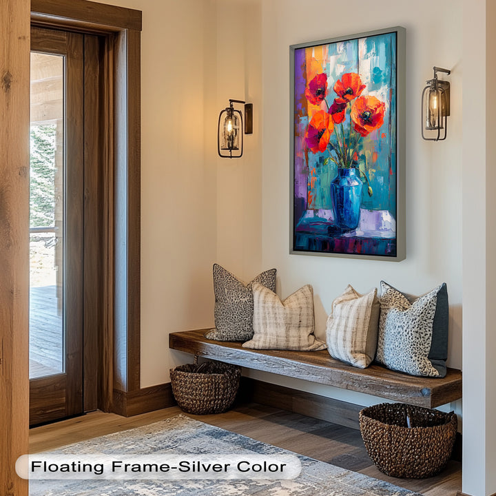 Crimson Blooms – Poppy Flower Oil Painting