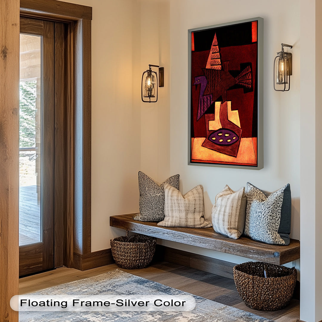 Geometric Bird Abstract Wall Art – Modern Cubist Oil Painting
