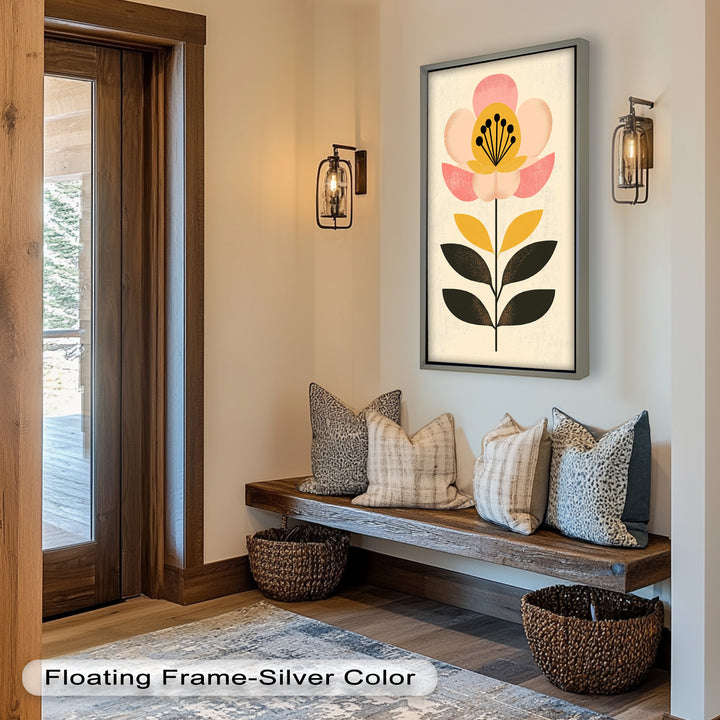 Mid-Century Bloom – Retro Floral Minimalist Wall Art Oil Painting