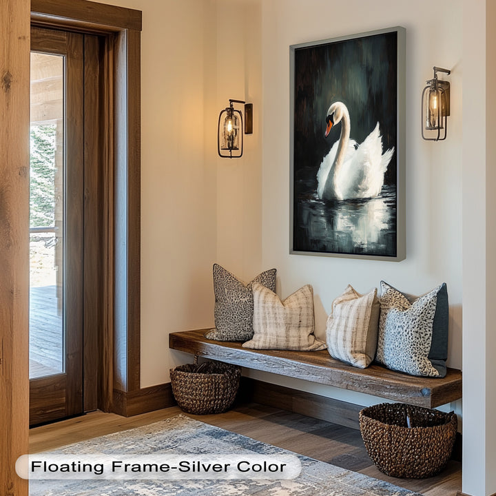 Solitary Grace – White Swan Oil Painting