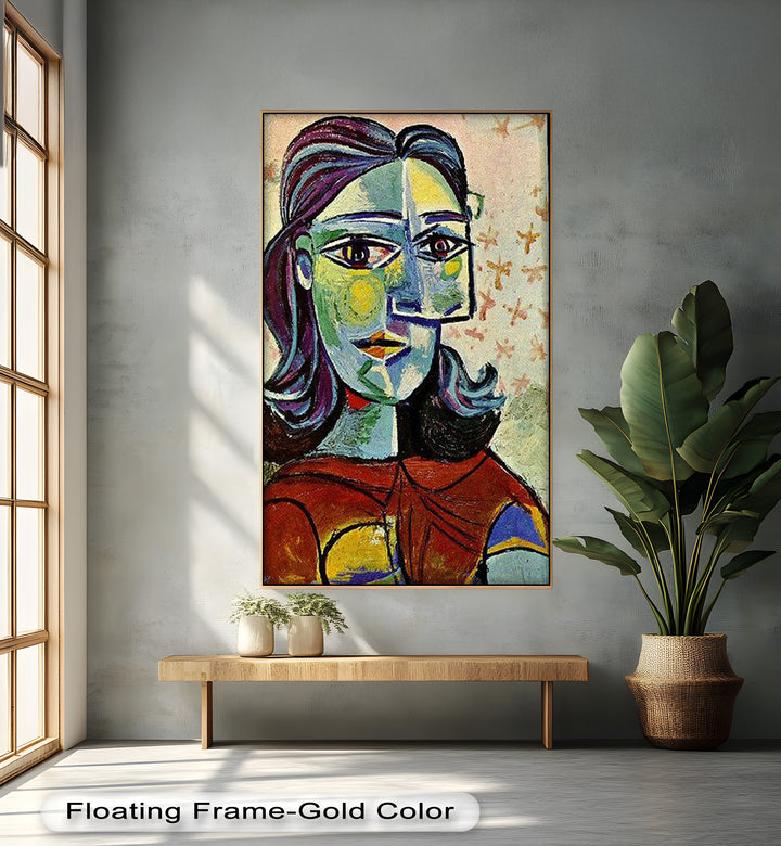 Colorful Portrait with Butterfly Accents - Picasso Oil Painting