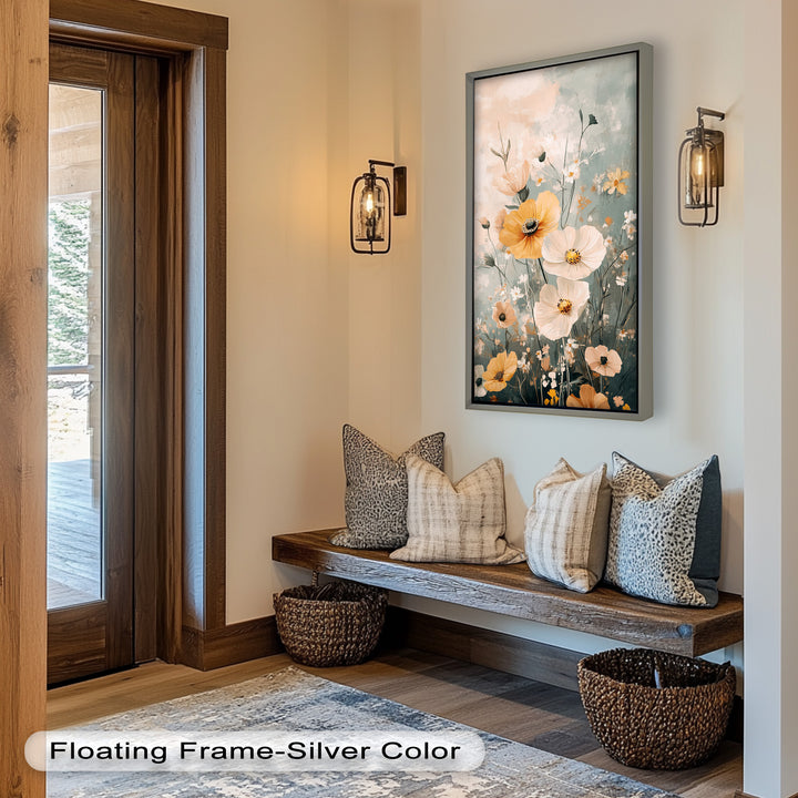 Golden Meadow Bloom - Boho Oil Painting