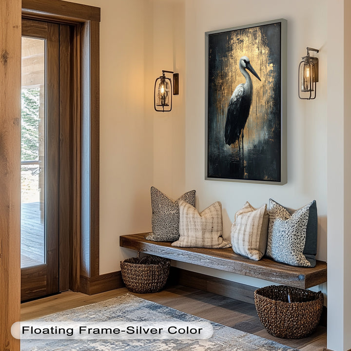 Golden Shadow Heron – Animal Oil Painting